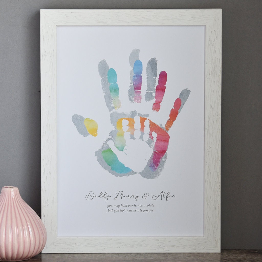 DAMLUX Family Handprint Kit,DIY Art Print Keepsake Frame Keepsake Baby Hand  and Footprint Kit,Personalized for New Mom Couples Family