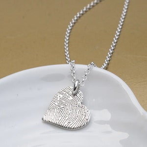 Fingerprint heart charm necklace for mum