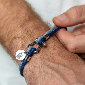 Cord and Shackle Bracelet with Handprint or Footprint Charm image 1