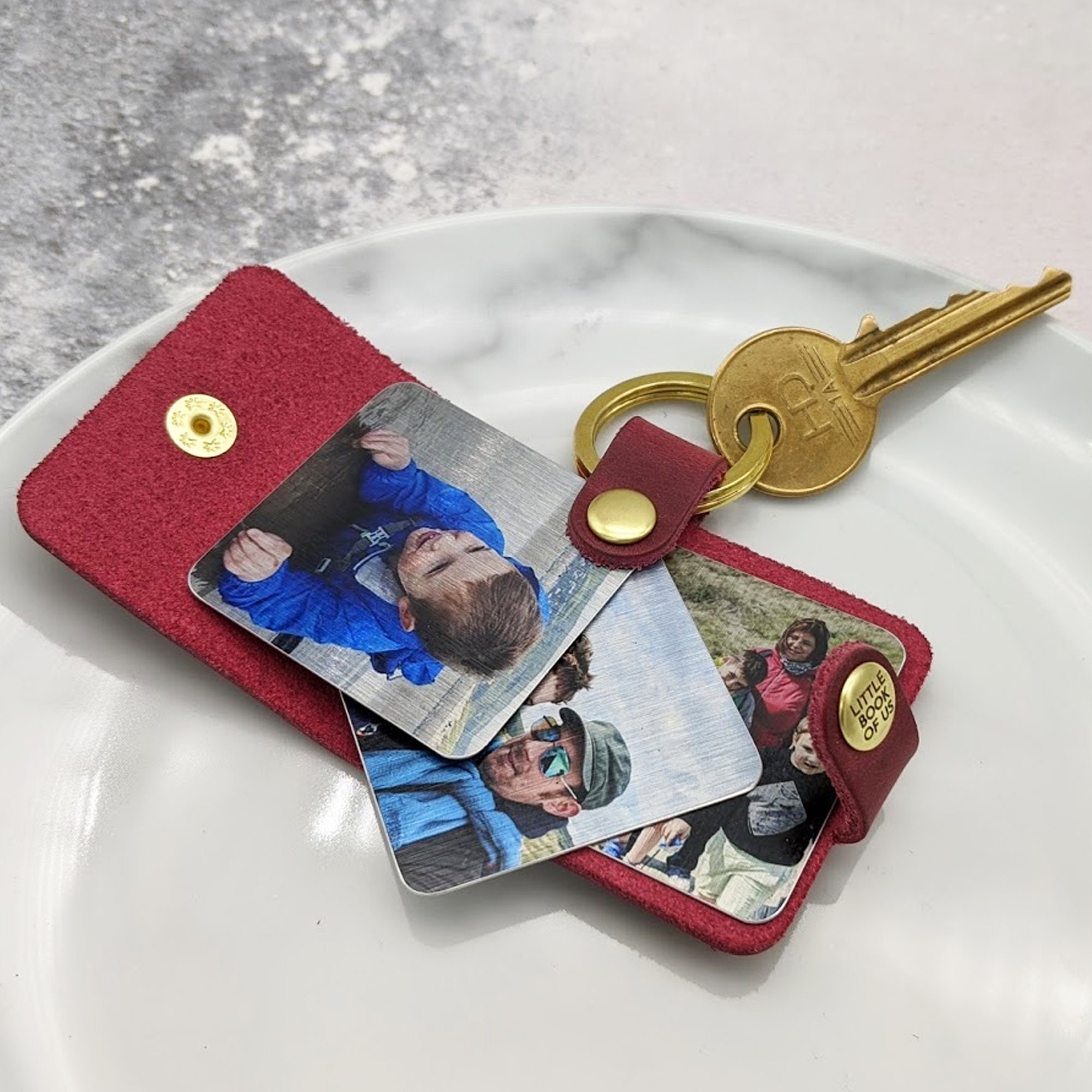 Personalised Leather Photo Book Keyring Etsy