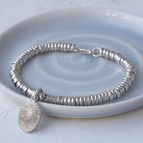 Silver Fingerprint Charm Sweetie Bracelet Etsy Canada