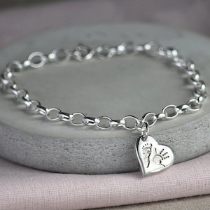 Silver Handprint and Footprint Charm Bracelet image 1