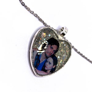Handmade Necklace - Heart Shaped Pendant and Holographic Glitter Background - Gift for Fans - Buffalo &#39;66