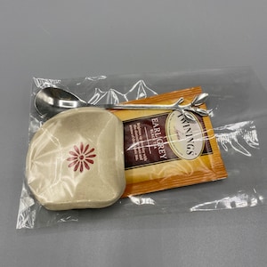 Handmade Tea Spoon Rest / Tea Bag Holder Gift Set with spoon, tea, and a bag
