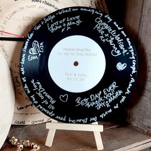 Personalised 7” Vinyl Record Wedding Guest Book Alternative, With Personalised Laser Engraved Centre with First Dance Wedding Song&Date