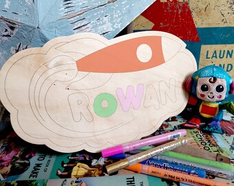 Rocket, Unicorn, Tractor, Monster Truck, Minion - Personalised Paint Your Own Bedroom Door Sign for Kids and Children