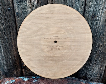 Personalised Wedding Guest Book Alternative First Dance Song engraved LP record in oak veneer