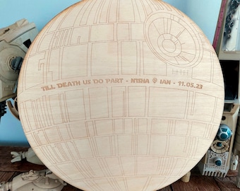Personalised Star Wars Inspired Death Star Laser engraved Wedding Guest Book Alternative