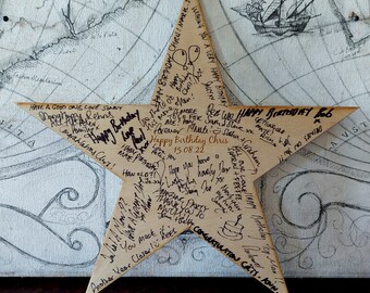 Personalised wooden STAR Wedding or Party Guest Book Alternative table centerpiece laser engaved