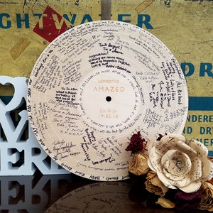 Record Wedding Guestbook Alternative, Laser Engraved and Personalised with your First Dance Wedding Song, Wooden Wedding Record Guestbook LP