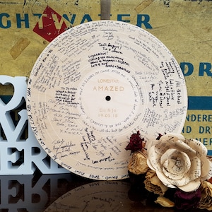 Record Wedding Guestbook Alternative, Laser Engraved and Personalised with your First Dance Wedding Song, Wooden Wedding Record Guestbook LP