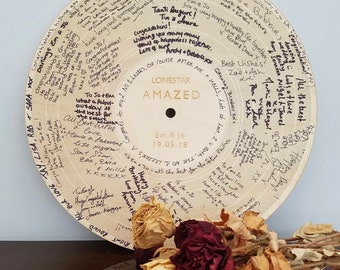 Livro de convidados de casamento personalizado, álbum alternativo de primeira dança, gravação em LP gravado em ambos os lados com suporte.