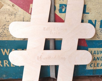 Personalised Wedding Hashtag Table Sign Laser Engraved with your unique hashtag small medium or large