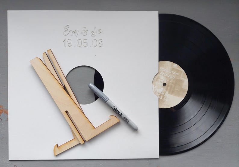 Personalised Photo 12 Vinyl Record Wedding Guest Book Alternative, With