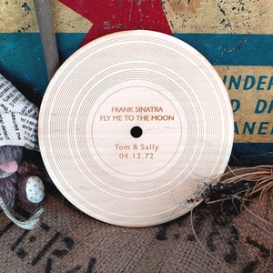 Personalised 7" Record Wedding Valentines Anniversary Gift - First Dance Song Engraved LP Record 5th Anniversary - Wood