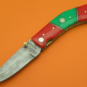Handmade Custom Forged Damascus Steel xx Liner Lock Pocket Folding Knife Gift for Dad Groomsmen Anniversary Wedding Gift 309K-1
