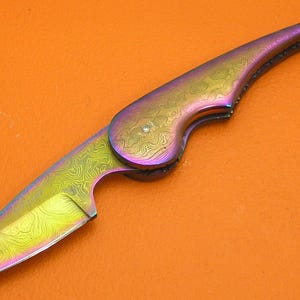 Ltd Ed. Handmade Titanium Coated Full Damascus Liner Lock Pocket Folding Knife Gift For Him Dad Groomsmen Anniversary Wedding Gift T1-1