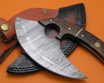 100% Handgemaakte Damascus Staal Palissander Professionele Alaskan Ulu Pizza Cutter Keuken Ulu Chef Ulu Mes P1C-4