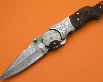 SUPER SALE 100% Handmade & Forged Sana Cutlery Damascus Steel Burl Wood Handle Liner Lock Pocket Folding Knife FS479E-1
