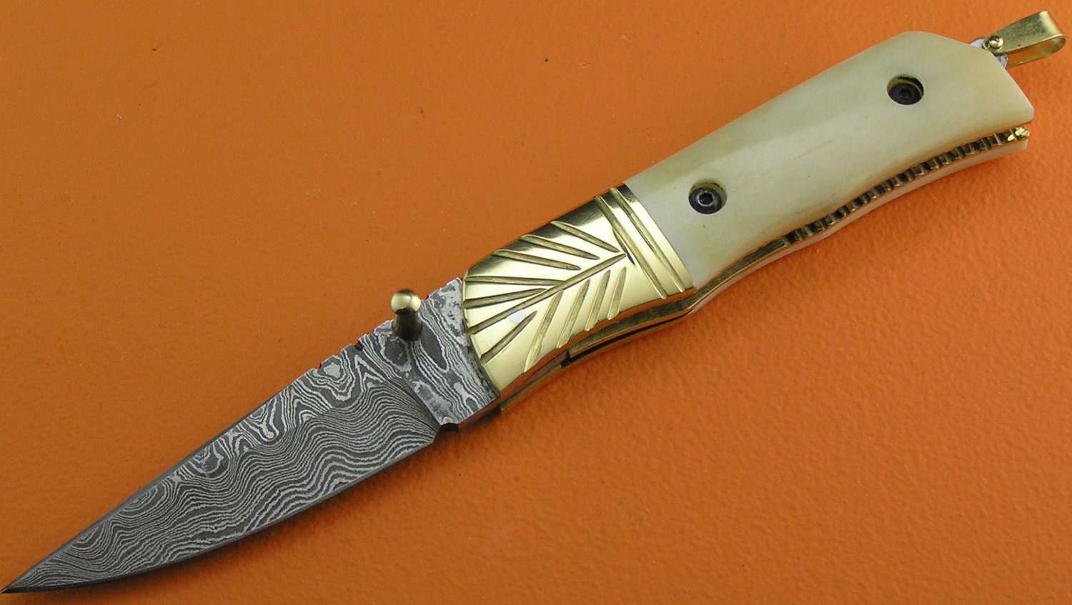 SUPER SALE Handmade Damascus Camel Bone Liner Lock Pocket Folding Knife Gift For Him Men Dad Groomsmen Anniversary Wedding Gift FS99A-4