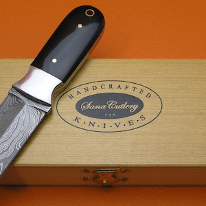 Handmade Damascus Buffalo Horn Clam Oyster Shucker Knife Storage Box Gift For Him Her Dad Groomsmen Anniversary Wedding Gift OK5A-2