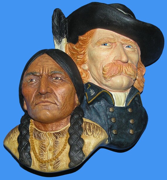 イギリス製ビンテージbosson heads Vintage Bossons Bosson Head Col Custer Sitting Bull Rare