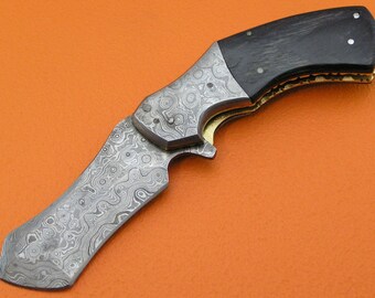SUPER SALE 100% Handmade & Forged Sana Cutlery Damascus Steel Pakkawood Liner Lock Belt Clip Pocket Folding Knife FS405J-1