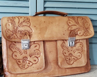 western hand tooled leather briefcases
