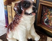 Vintage 60s Planter Saint Bernard Puppy Dog Ceramic Not Hallmarked