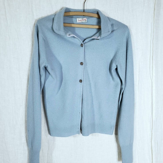 Irish 100% Cashmere Cardigan Sweater Powder Blue M