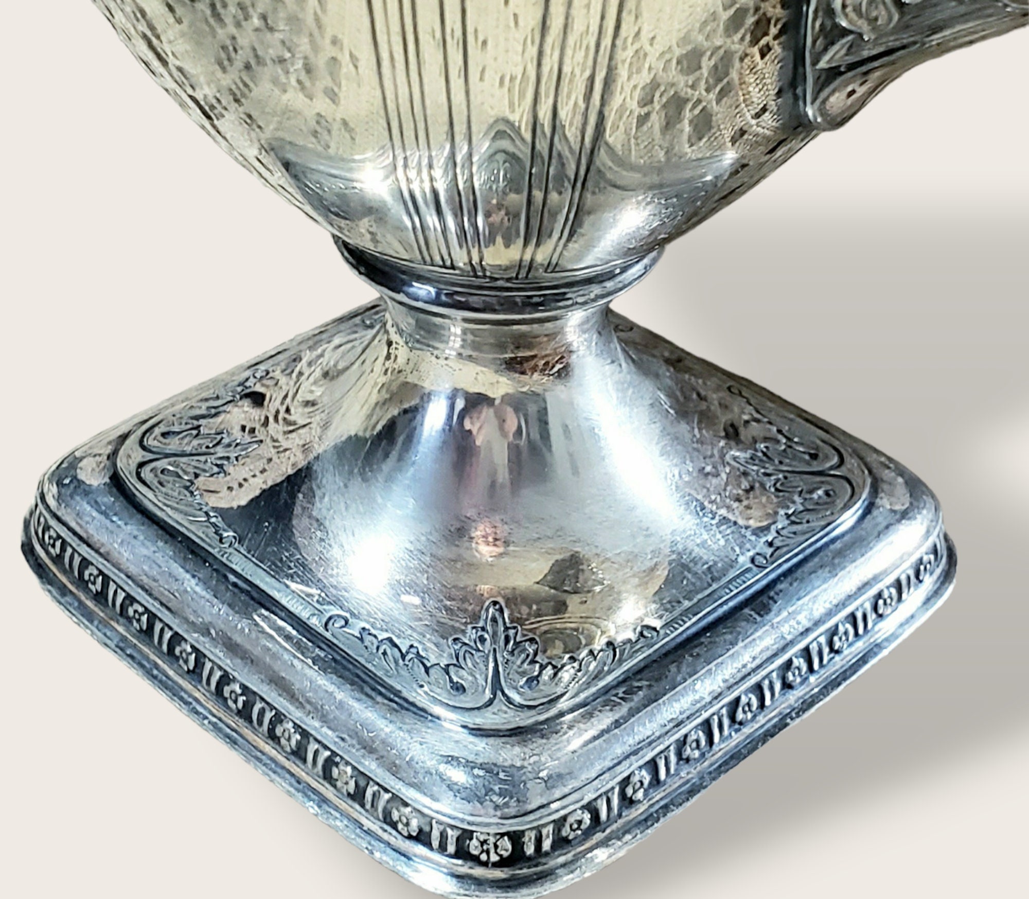 Antique Derby Silver Co. Silverplate Coffeepot, Art Nouveau Embossed