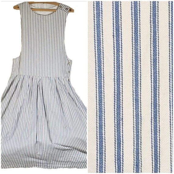 Vintage Pillow Ticking Pinafore Apron Dress Handma
