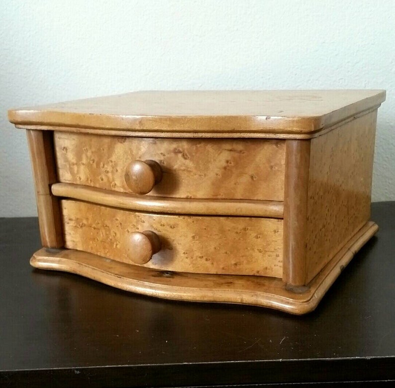 Small Birdseye Maple Two Drawer Chest Vintage 1930s Tiny Etsy