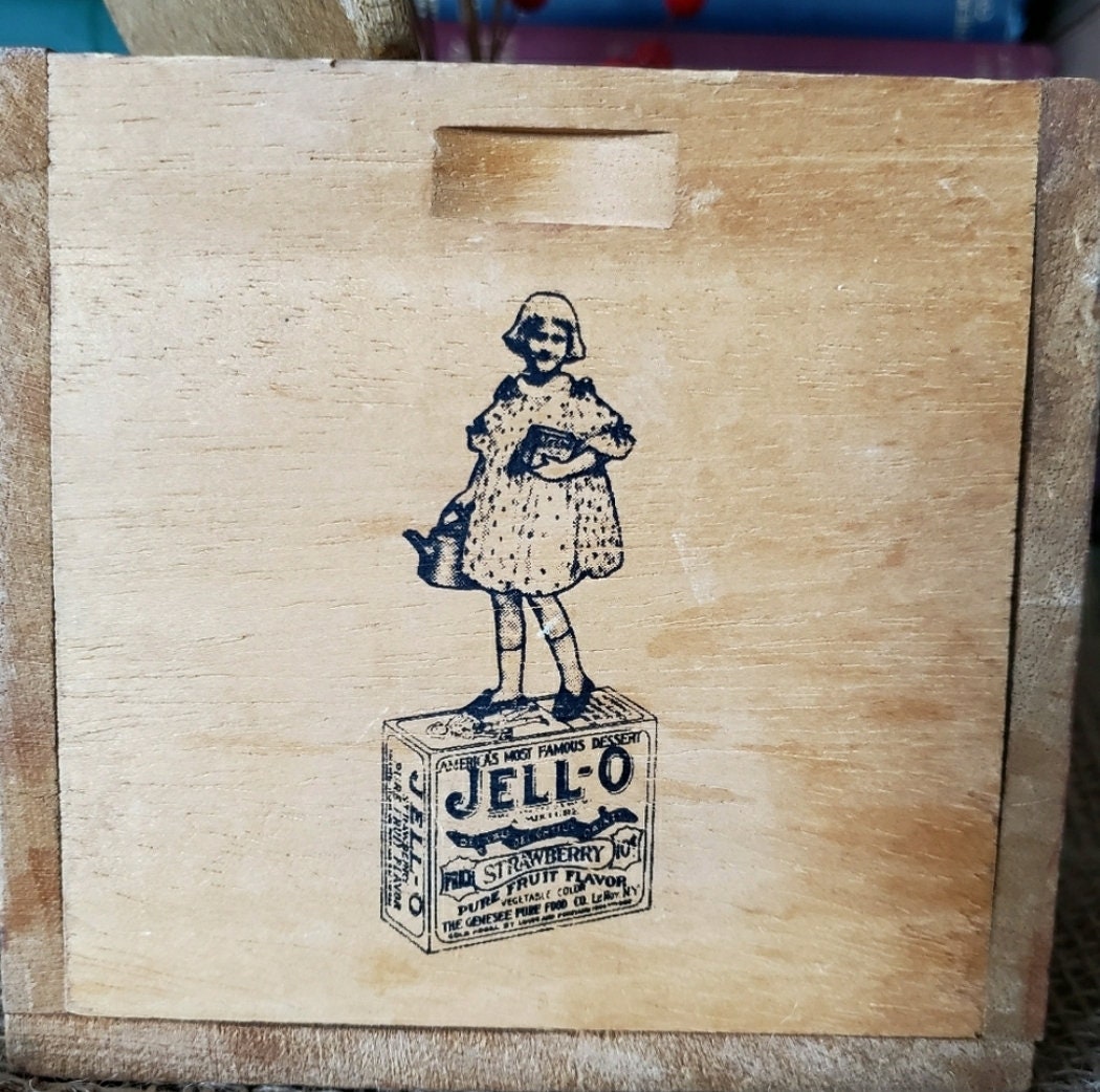 Antique Wooden JELLO Box W Advertising Illustrations Etsy