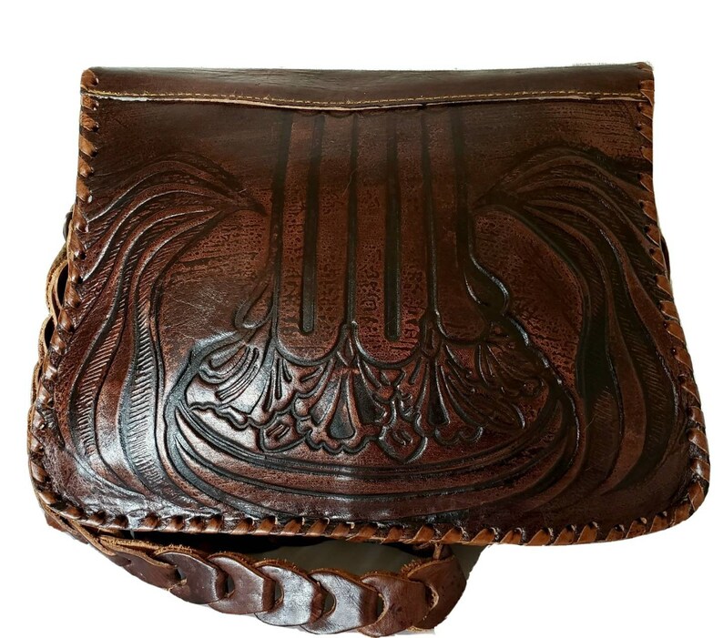Tooled Leather Middle Eastern Shoulder Bag Unusual Design EUC | Etsy