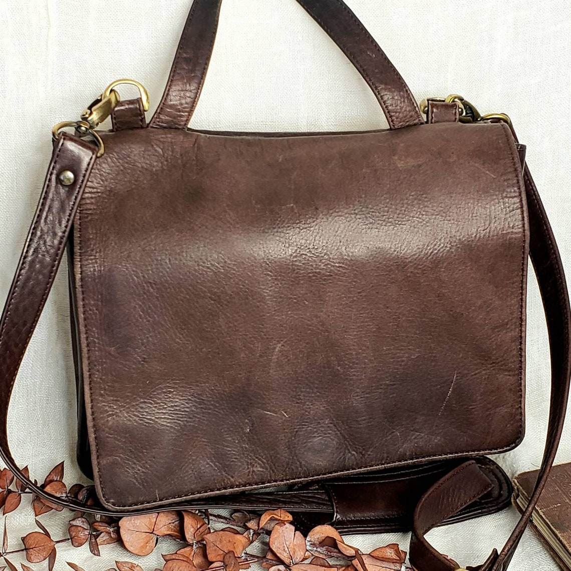 Classic Soft Leather Crossbody Bag Dark Chocolate Brown Etsy