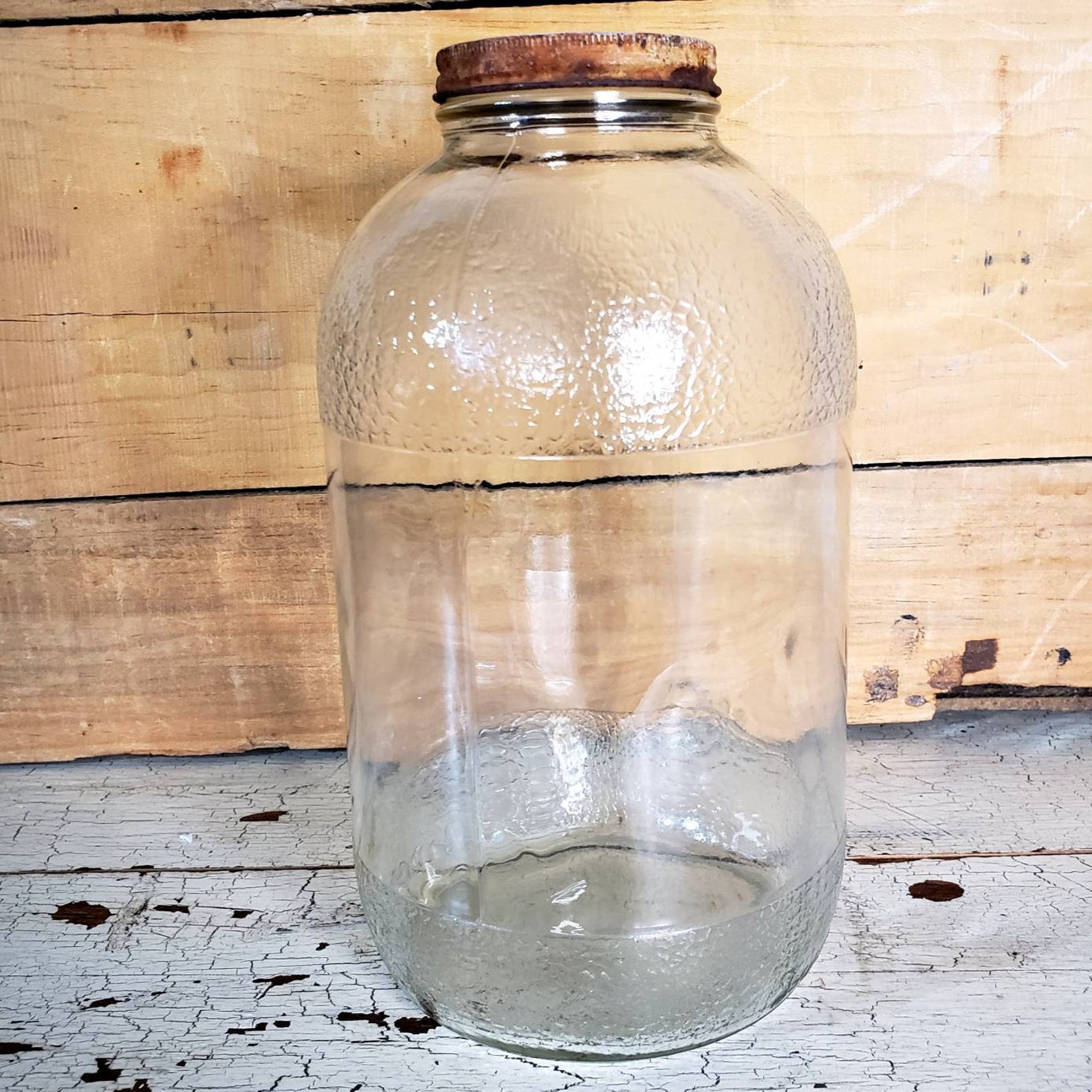 Vintage 40s Duraglas Glass Coffee Jar w Rusty Lid Rustic Etsy
