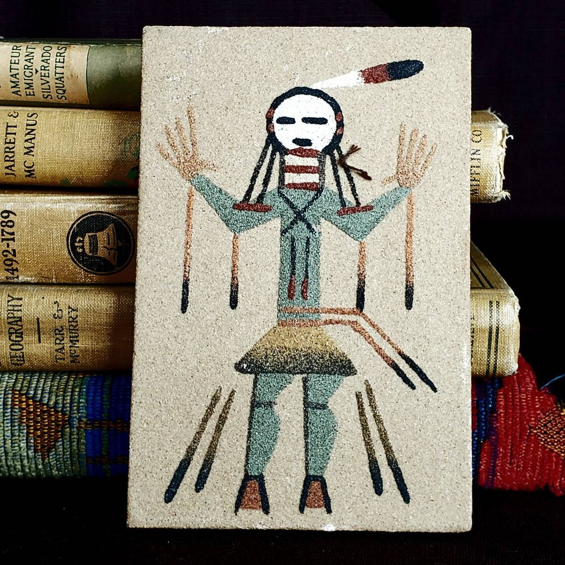 Navajo Yei Sand Painting Vintage Small Native American Etsy