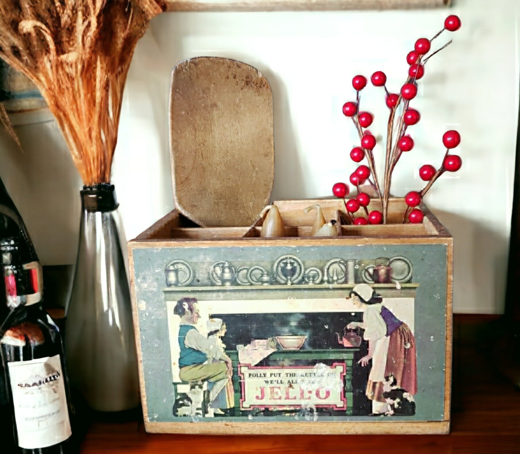 Antique Wooden JELLO Box W Advertising Illustrations Etsy