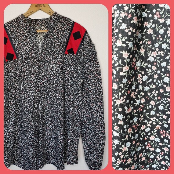 Calico Oversize Hippie Prairie Peasant Blouse West