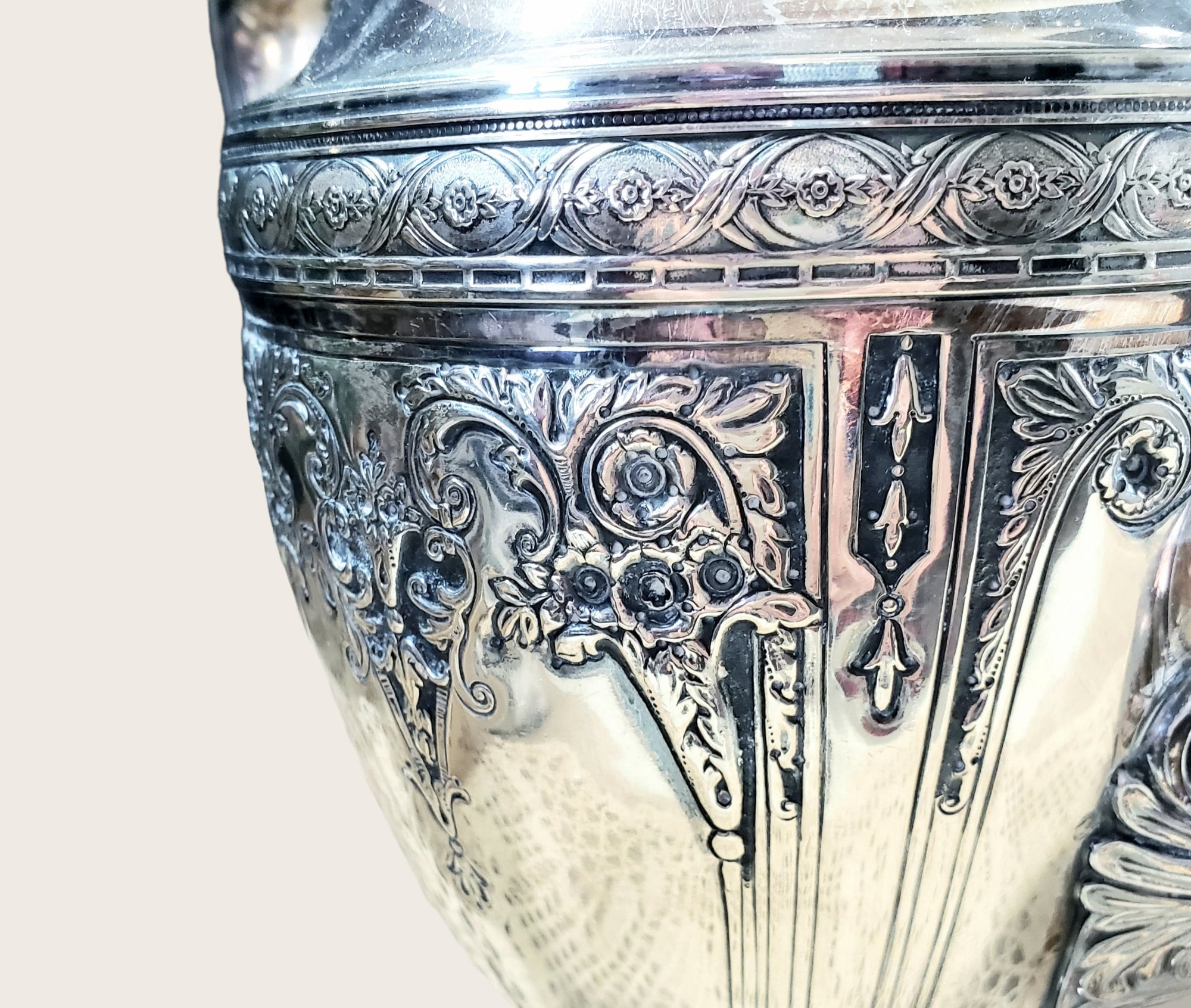 Antique Derby Silver Co. Silverplate Coffeepot, Art Nouveau Embossed