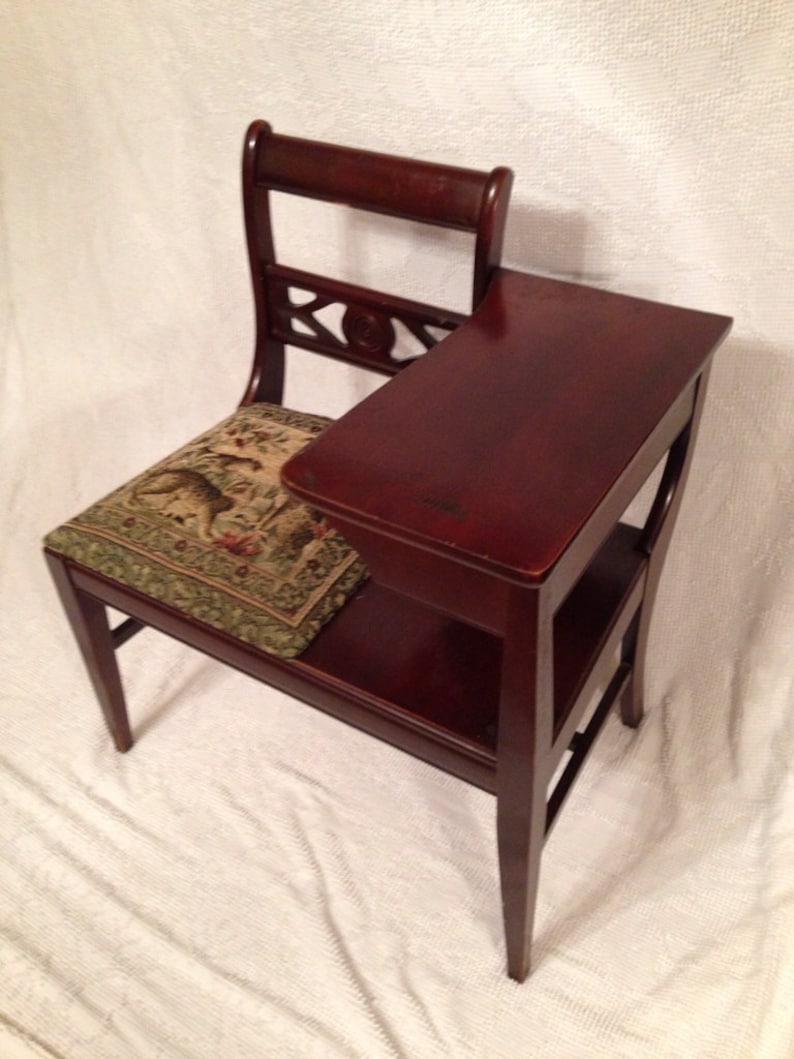 Antique Telephone Table with Seat or Gossip Bench Etsy