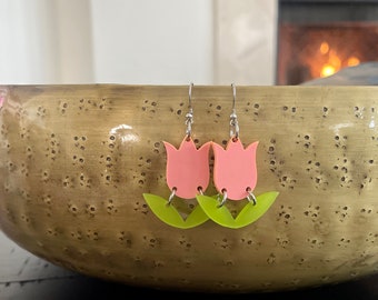Tulip dangle earrings/ floral Earrings / floral dangles