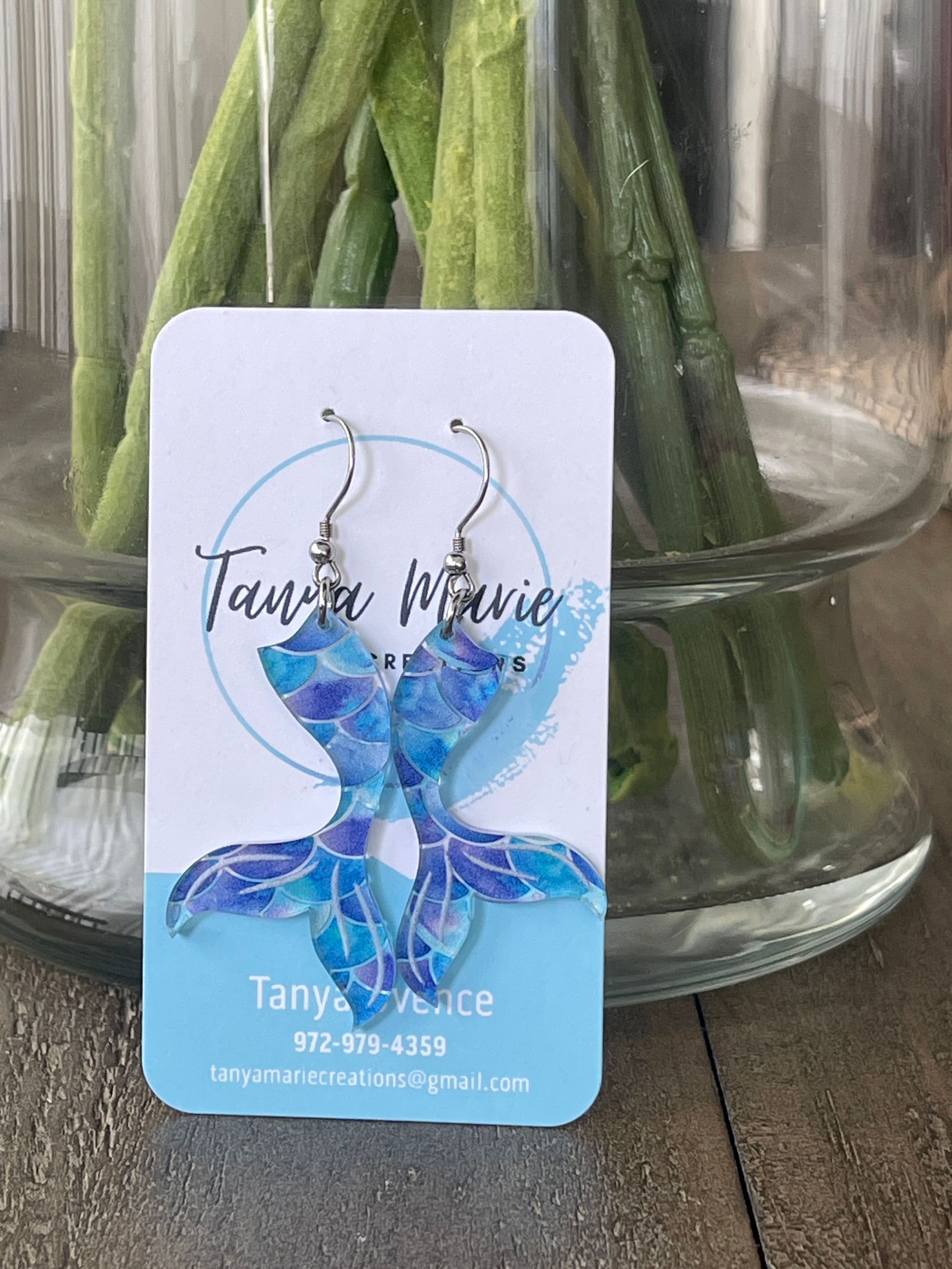 Mermaid Tail Acrylic Dangle Earrings / Beach Earrings Little Mermaid ...