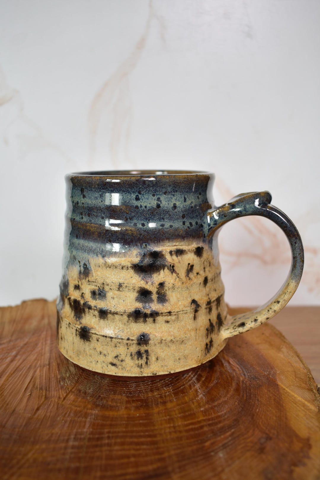 Ribbed Texture Sandstone and Deep Green Mug Speckled Mug, Organic One ...