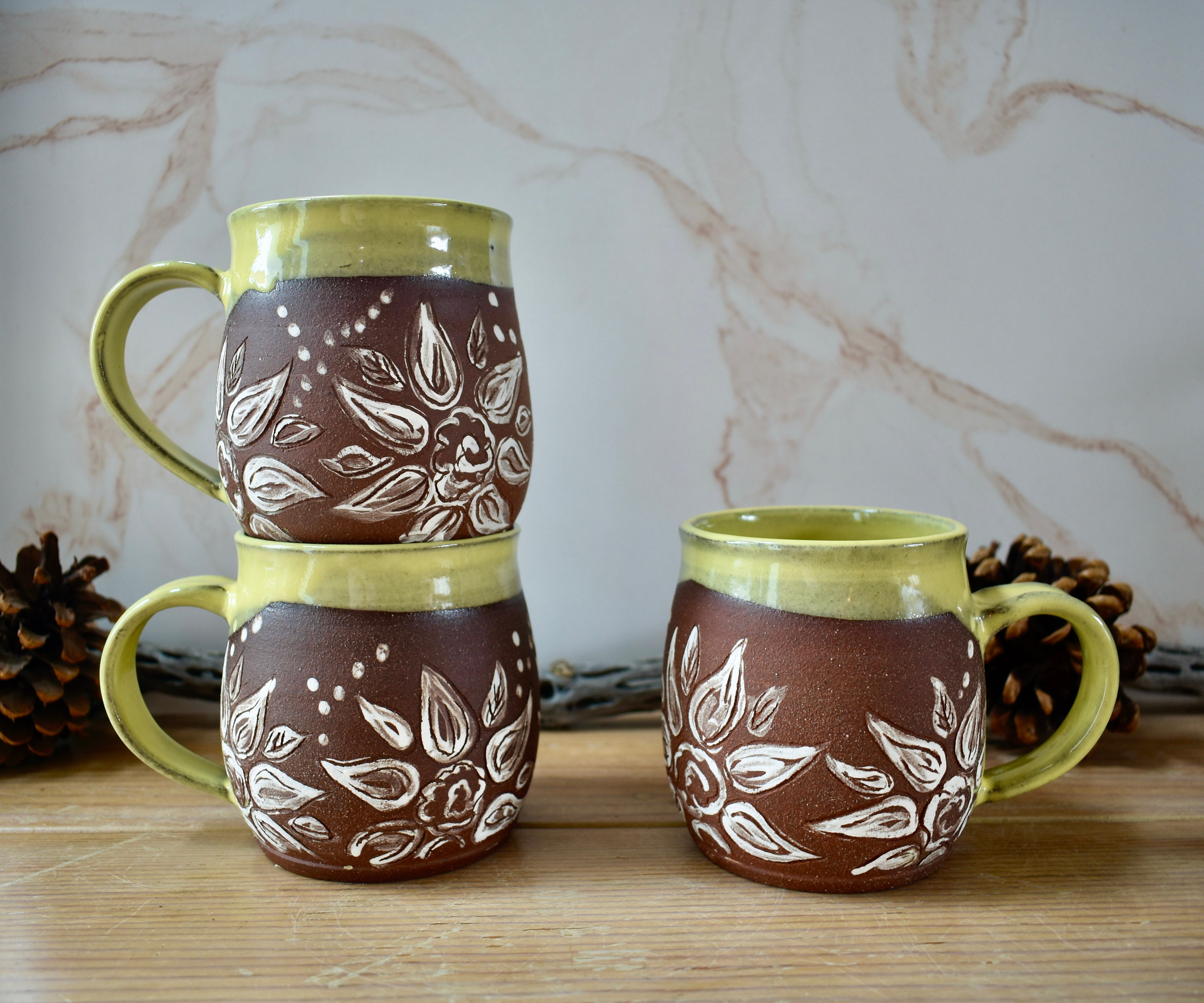 Sunflower Ceramic Mug and Plate Set / Chunky Tea & Coffee Cup – Peppery Home