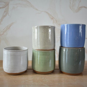 Minimalist Ceramic Wine Tumblers, Drinking Tumblers in White, Green, Gray, Blue and Off White, Ceramic Tea Cups, White Tea Tumblers