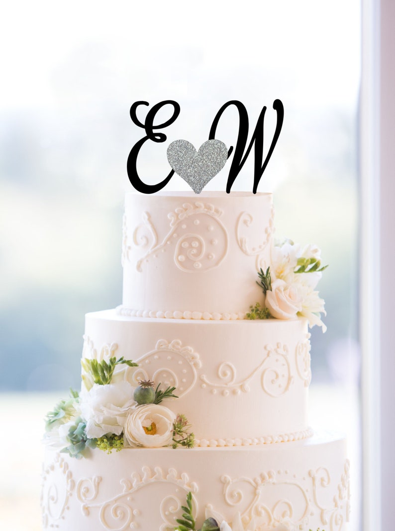 Custom Monogram Wedding Cake Topper Initial Cake Topper Etsy