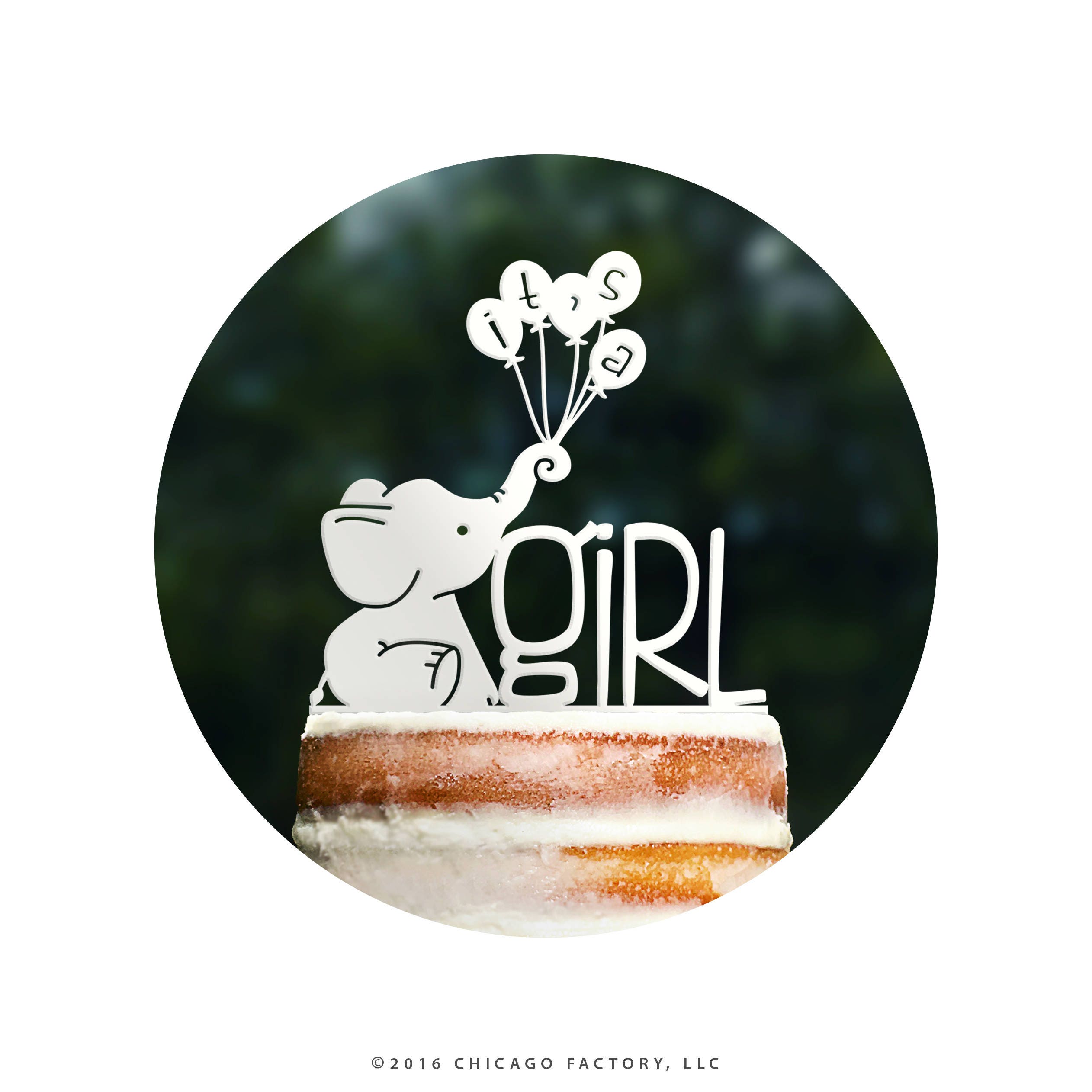 Cute Its A Girl Cake Topper Elephant Baby Shower Elephant Etsy