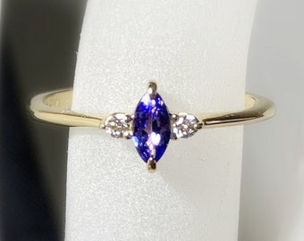 Tanzanite Ring 14k Gold Tanzanite Marquise Ring Gold Tanzanite Birthstone Ring 14k Tanzanite Diamond 14K/18K Gold Ring Gifts for Her